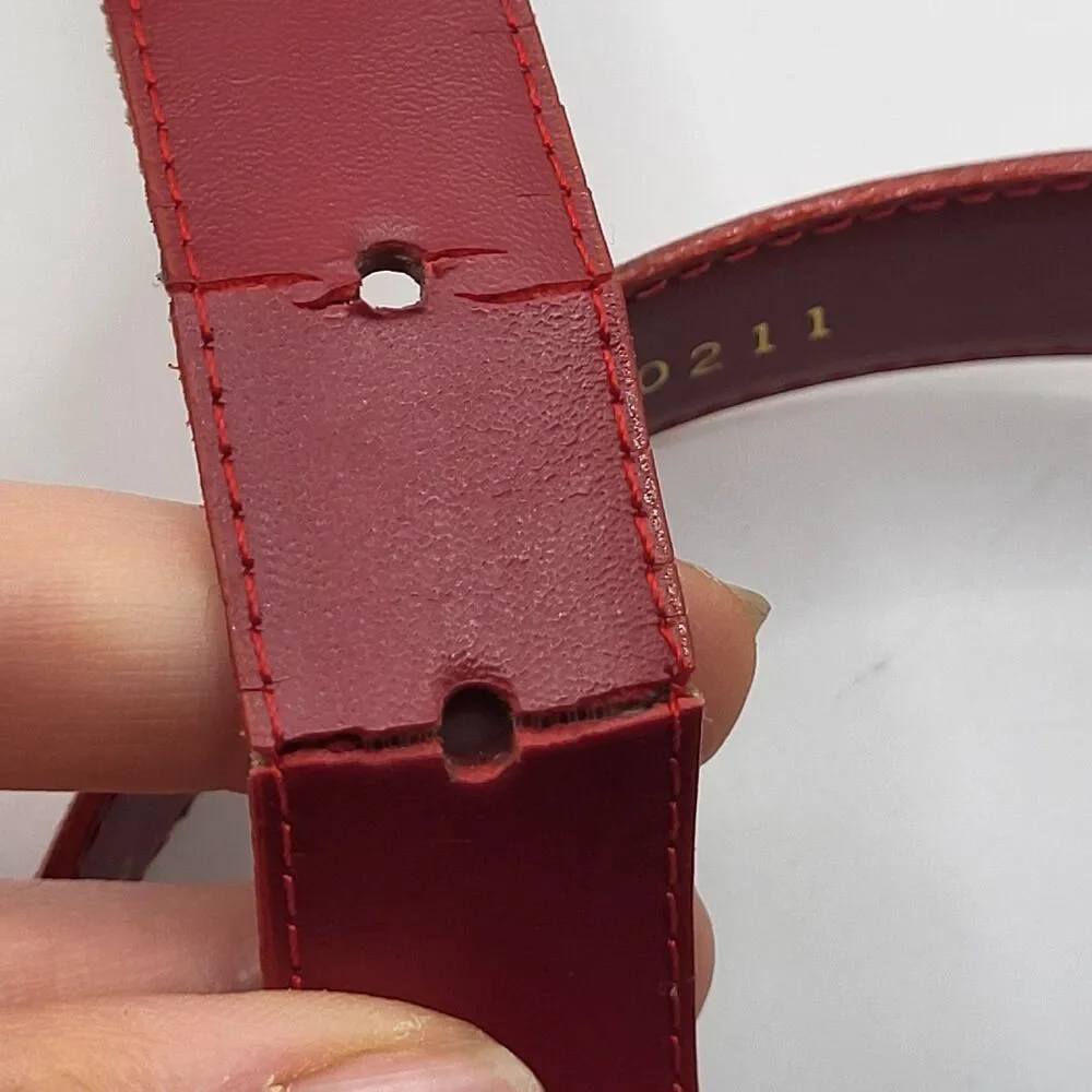 Vintage Cipriani red cow hide leather belt w/ gold buckle Large 29in-34in
